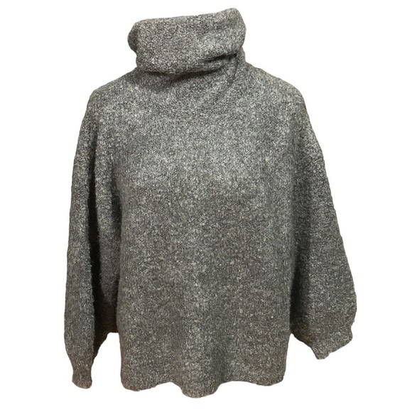POL Oversized Cowl Neck Boho Sweater Gray Pullover Women’s Size Small‎ EUC - Picture 1 of 4